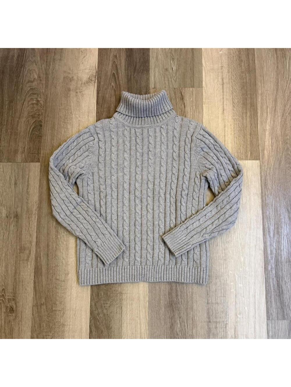 L.L.Bean grey cable knit turtleneck sweater Size S #cableknit #knitwear